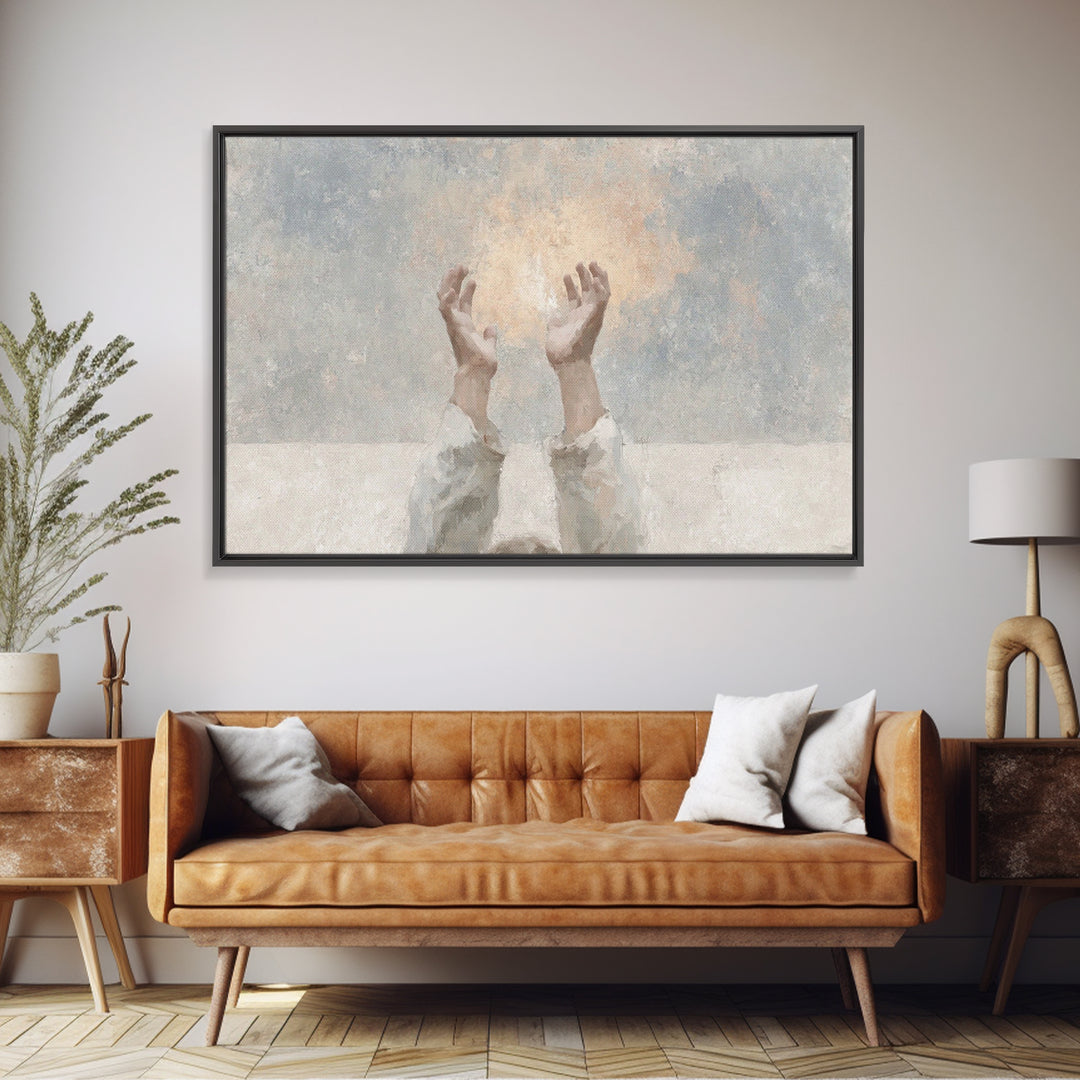Radiant Offering – Framed Canvas Print – Christian Art Work – Minimalist Christian Art – Christian Wall Art – Abstract Christian Art – Chri