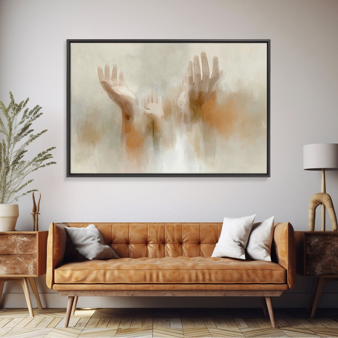 Hopeful Reach, Framed Canvas Print, Christian Paintings, Subtle Christian Art, Christian Art Canvas, Modern Christian Painting, Christian D