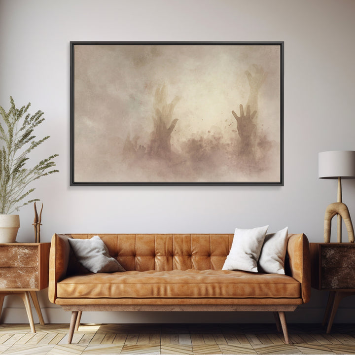 Hearts Uplifted, Framed Canvas Print, Christian Art Print, Christian Wall Art, Subtle Christian Paintings, Christian Art Canvas, Christian
