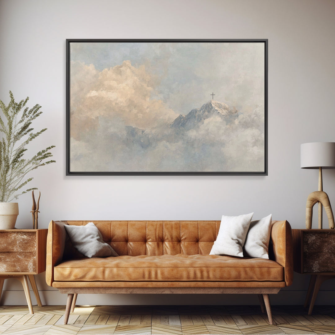 Heavenward Summit, Framed Canvas Print, Christian Art Canvas, Christian Wall Art, Subtle Christian Art, Large Christian Painting, Christian