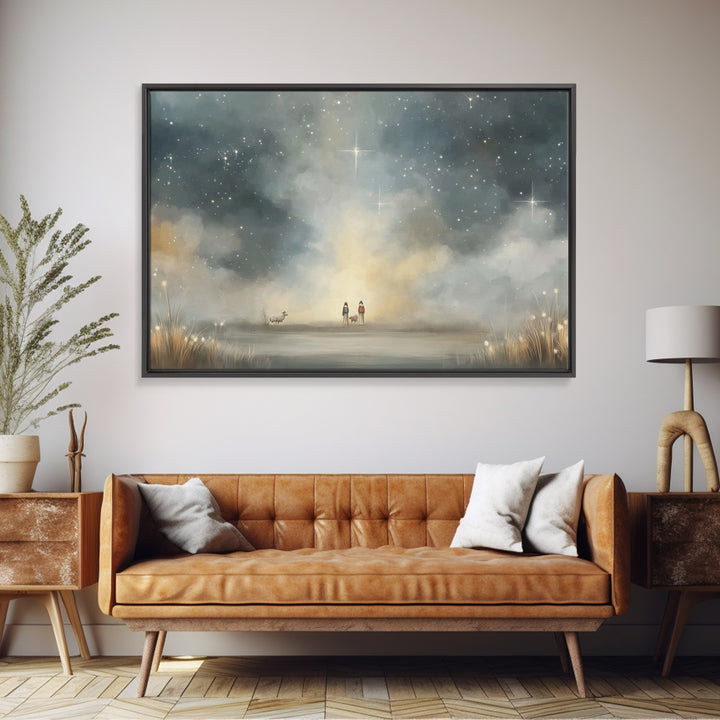 Night Of Promise – Framed Canvas Print – Christmas Wall Art – Christian Art Canvas – Christian Art – Jesus Painting – Christian Christmas A