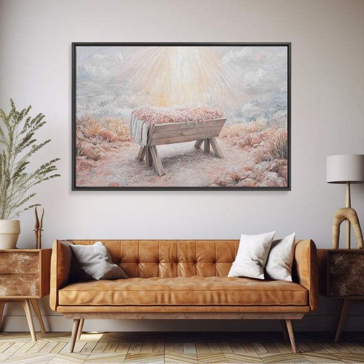 Manger Light – Framed Canvas Print – Christian Wall Art – Christian Art Canvas – Christmas Art – Jesus Christmas Art – Christian Art