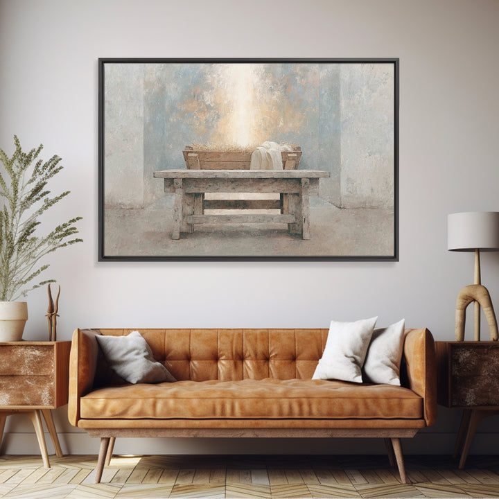 Cradle Of Heaven – Framed Canvas Print – Christian Art Canvas – Christian Wall Art – Christmas Art – Christian Christmas Art – Jesus Painti