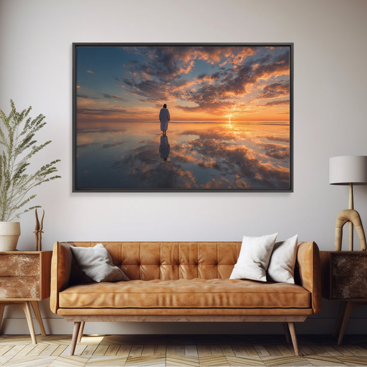 Sunrise Grace Path, Framed Canvas Print, Christian Art Canvas, Jesus Painting, Christian Wall Art, Large Christian Painting, Christian Art