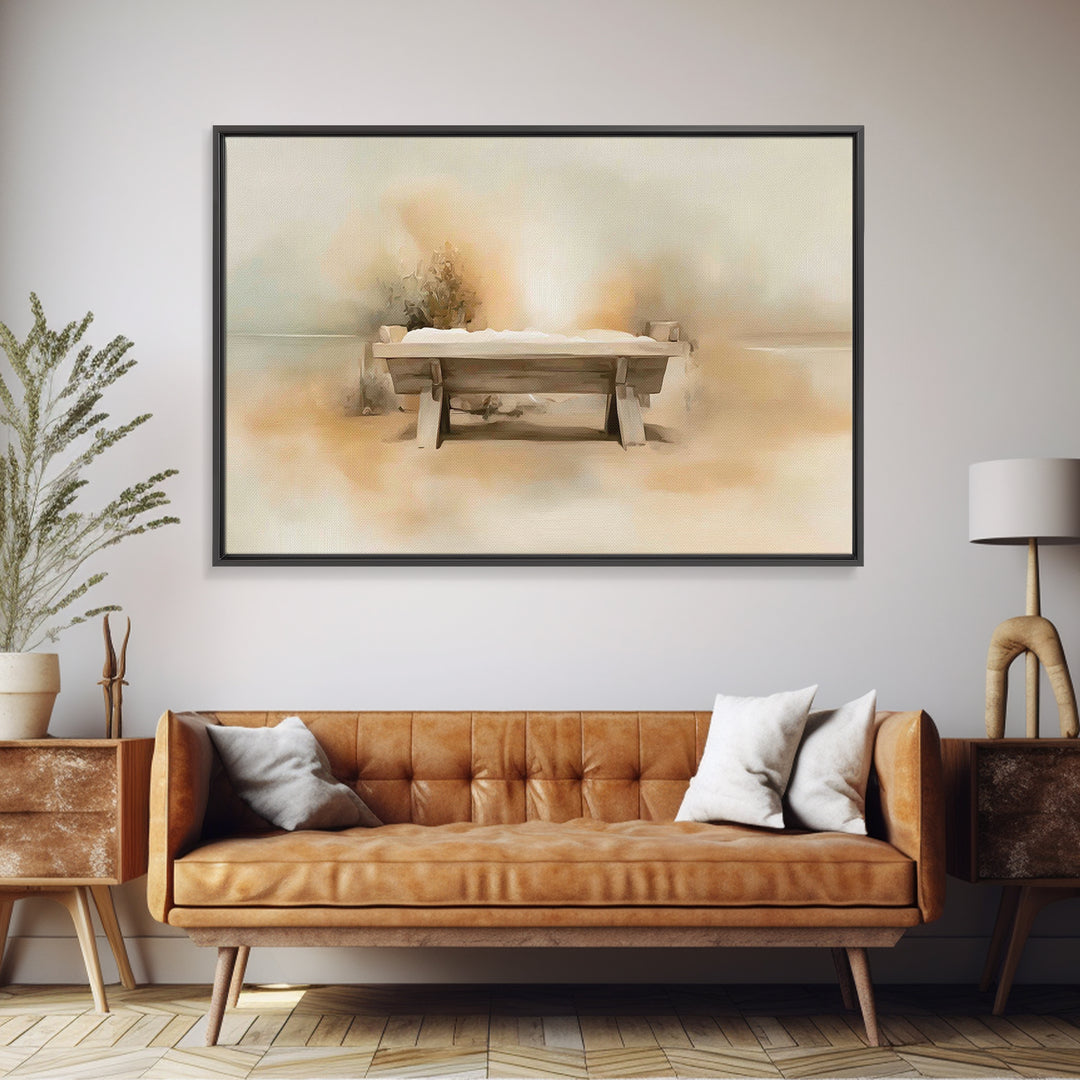 Manger Hope – Framed Canvas Print – Christmas Art – Christian Art Canvas – Christian Wall Art – Christian Christmas Decor – Subtle Christia