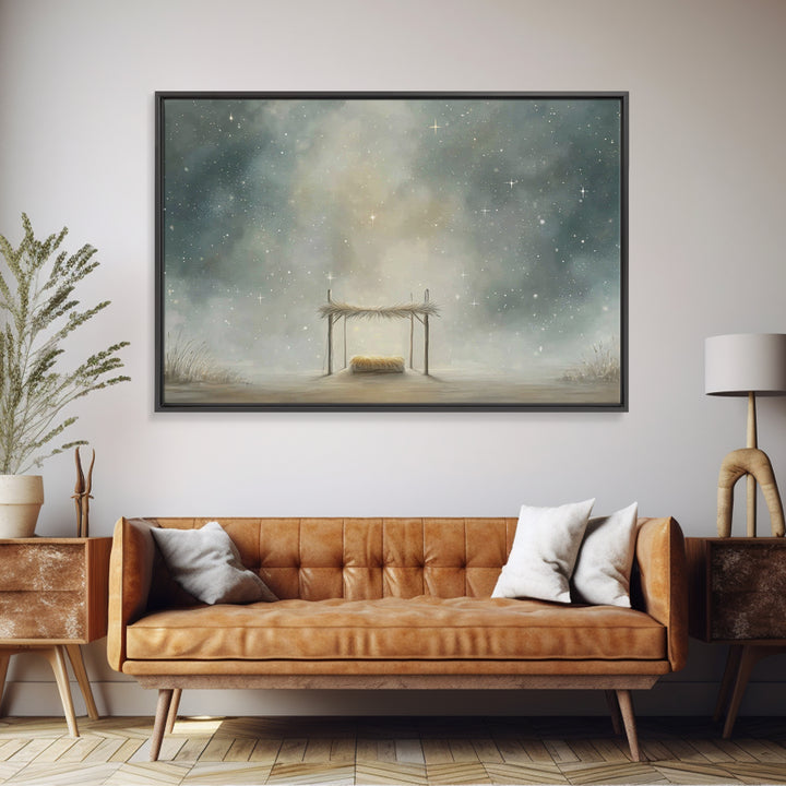 Heavenly Cradle – Framed Canvas Print – Christian Wall Art – Christian Art Canvas – Christmas Art – Christian Christmas Decor – Christian A