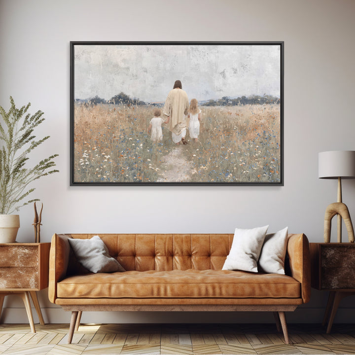 Path Of Peace – Framed Canvas Print – Christian Wall Art – Jesus Painting – Christian Art Canvas – Pastoral Scenery – Christian Christmas A