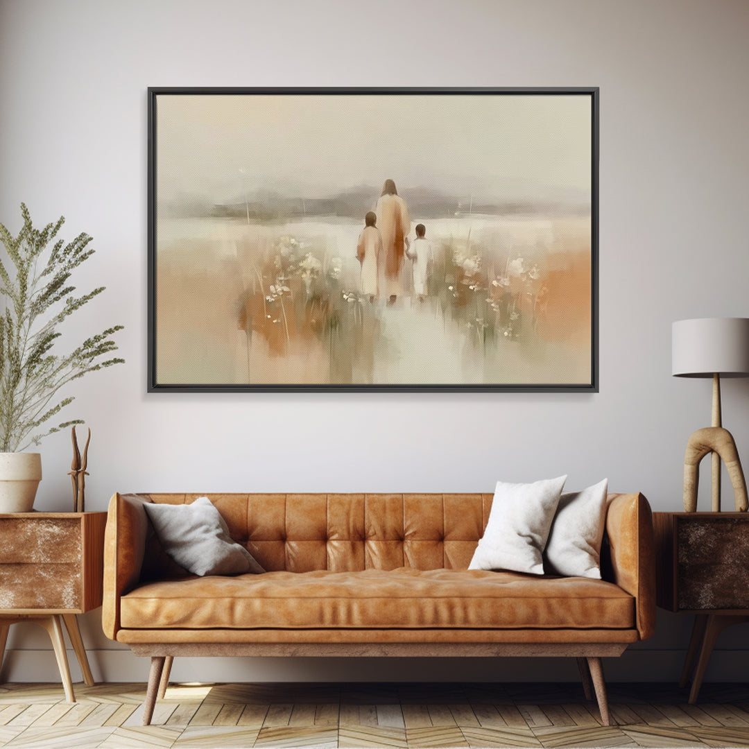 Soft Morning Calm, Framed Canvas Print, Christian Art Canvas, Minimalist Christian Art, Jesus Painting, Subtle Christian Art, Christmas Wal