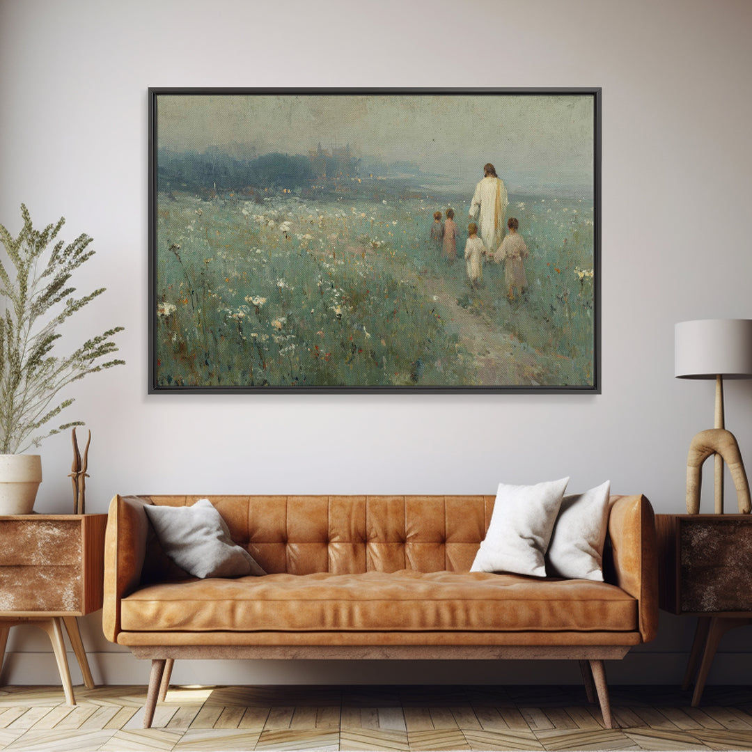Fields Of Mercy – Framed Canvas Print – Christian Art Painting – Jesus Art Print – Moody Christian Art – Christian Wall Art – Christmas Art