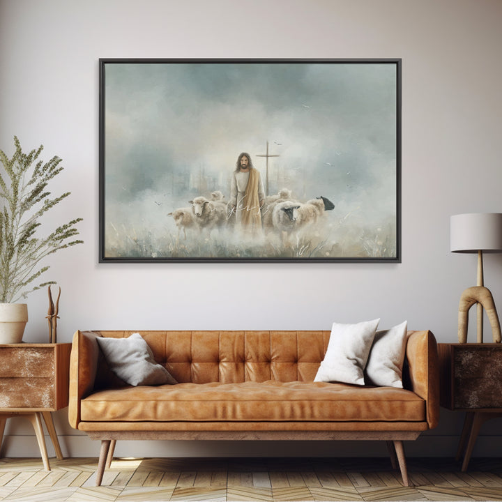 Shepherd Of Mercy – Framed Canvas Print – Christian Wall Art – Jesus Painting – Christian Art Canvas – Large Christian Painting – Christian