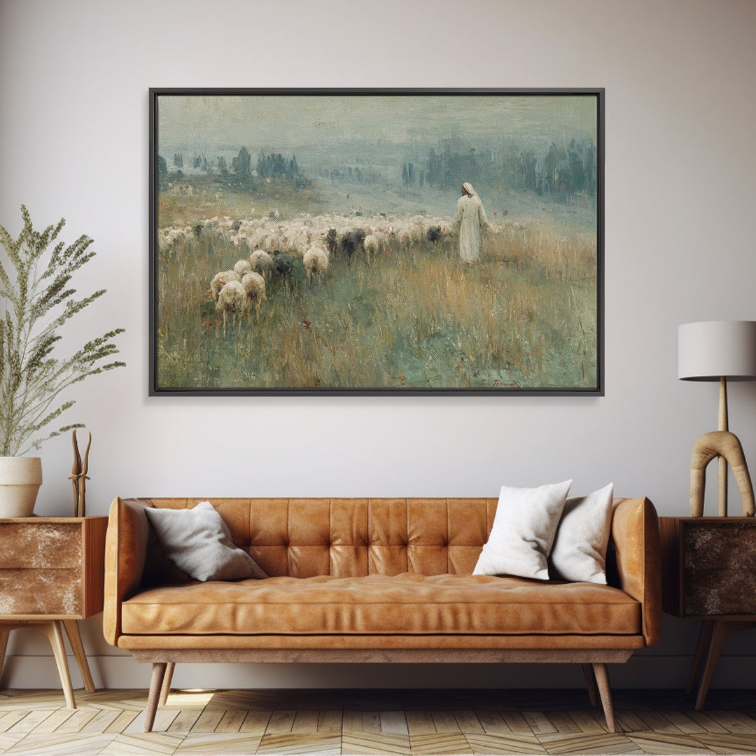 Shepherds Of Dawn – Framed Canvas Print – Christian Wall Art – Jesus Painting – Christian Art Canvas – Christmas Art