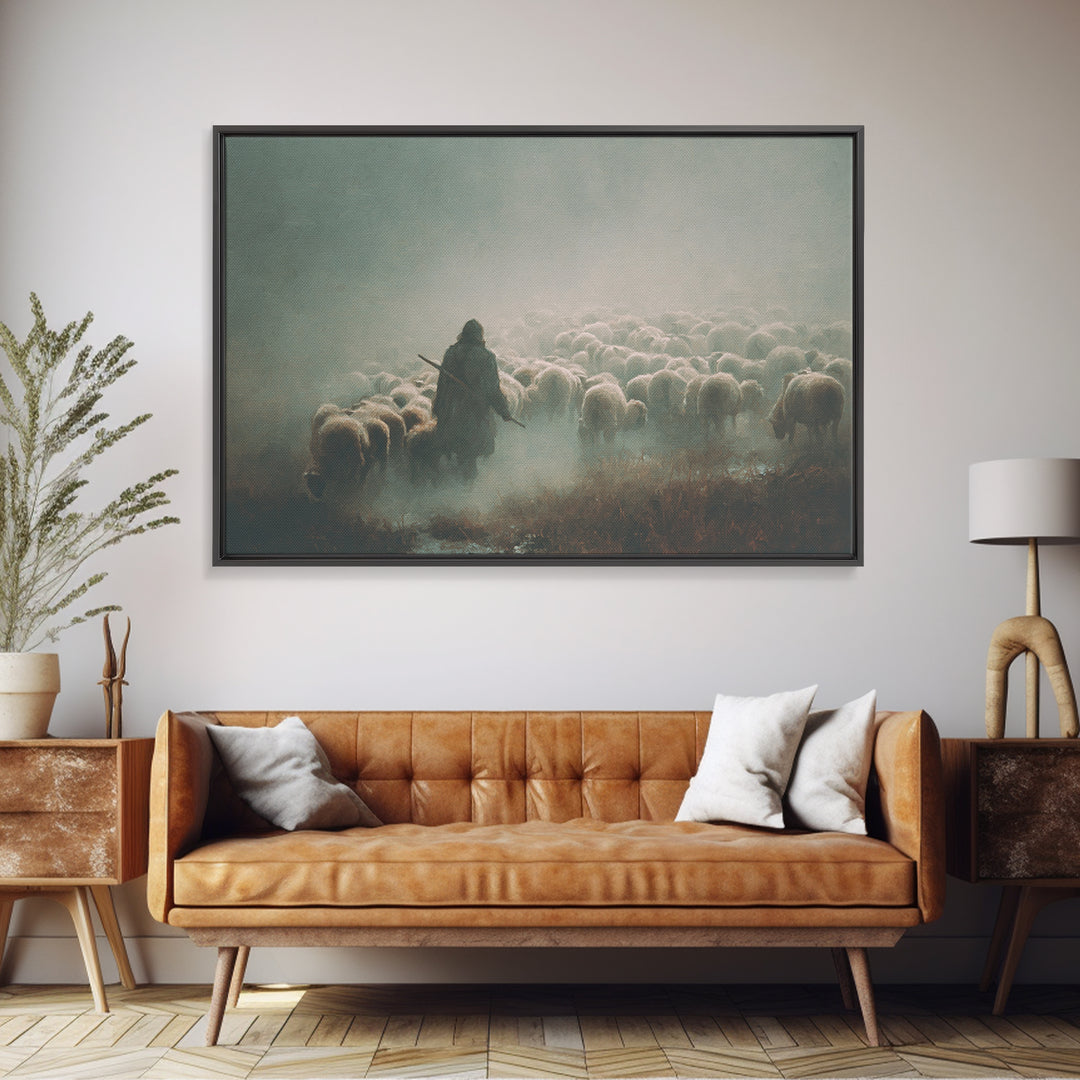 Desert Shepherd Peace | Framed Canvas Print | Christian Wall Art | Jesus Painting | Christian Art Canvas | Christmas Art