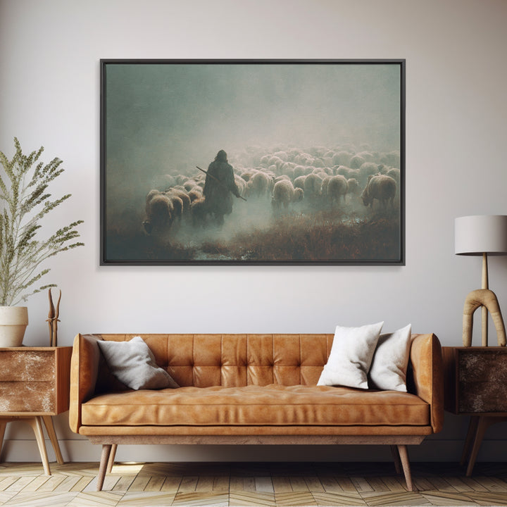 Desert Shepherd Peace | Framed Canvas Print | Christian Wall Art | Jesus Painting | Christian Art Canvas | Christmas Art