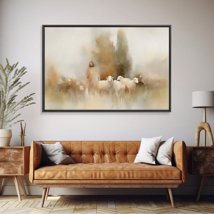 Shepherd’s Embrace – Framed Canvas Print – Christian Art Canvas – Christian Wall Art – Jesus Painting – Christmas Art