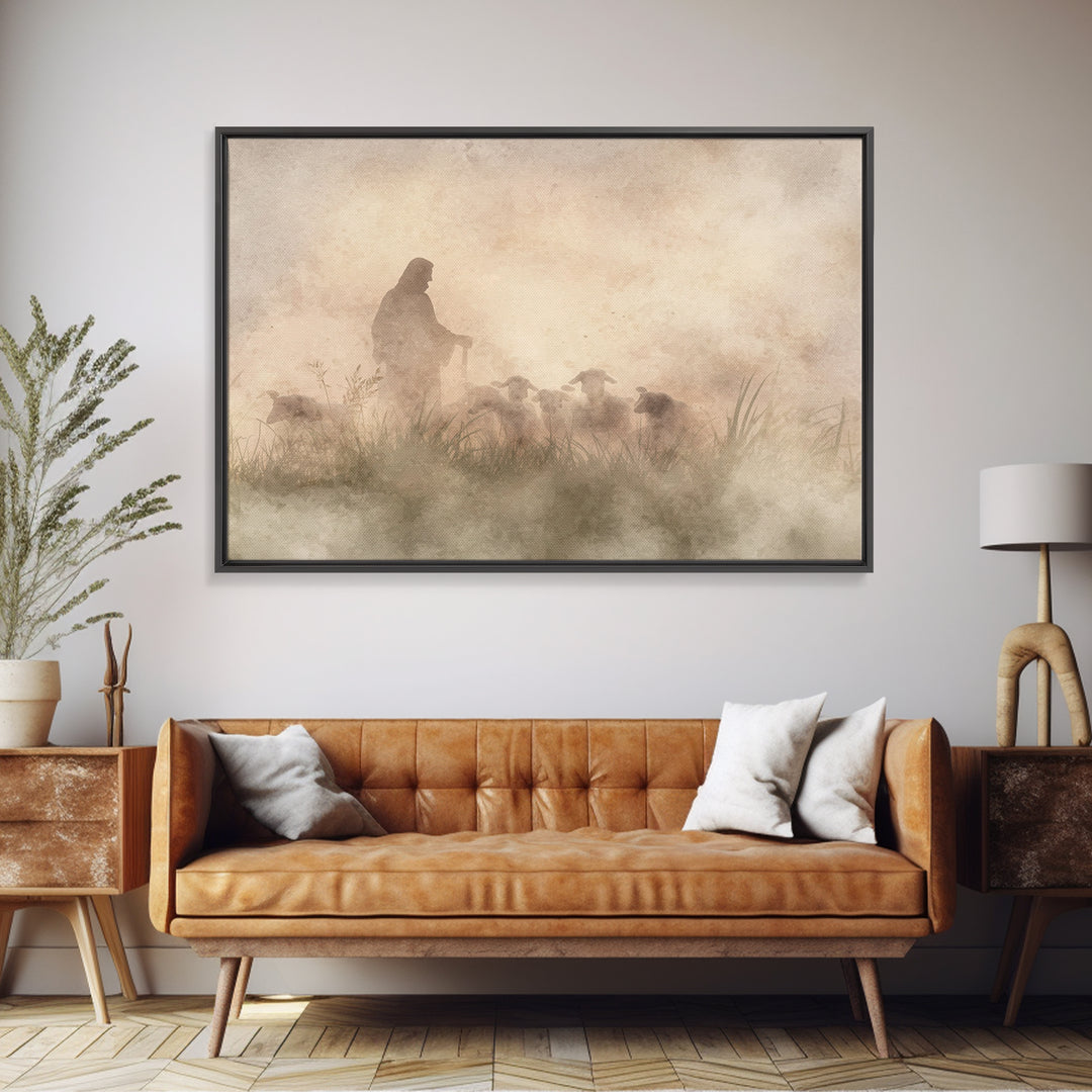 Radiant Pasture Grace – Framed Canvas Print – Christian Wall Art – Christian Art Canvas – Jesus Painting – Christmas Art