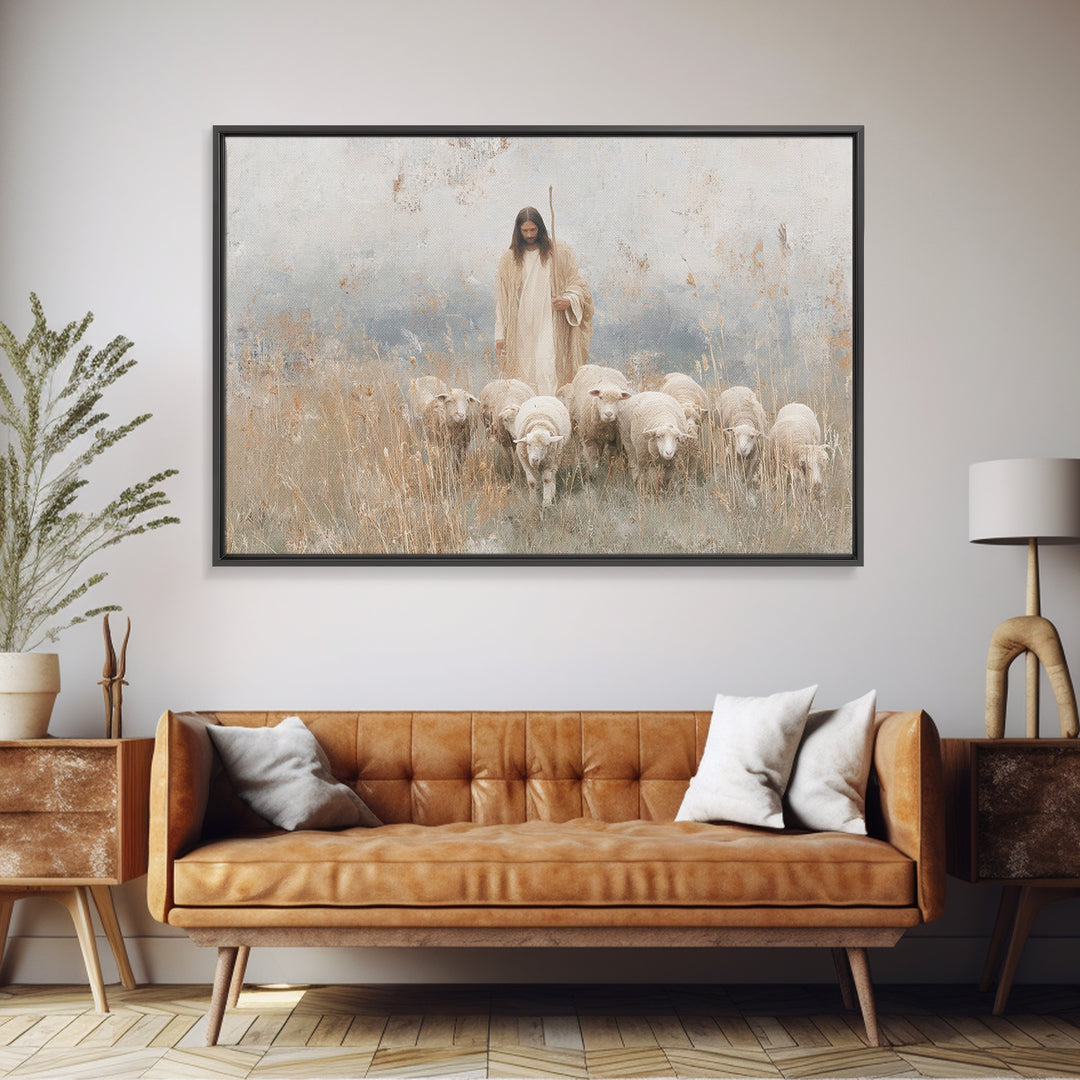 Grace In The Meadow – Framed Canvas Print – Christian Wall Art – Christian Art Canvas – Jesus Painting – Christian Christmas Art