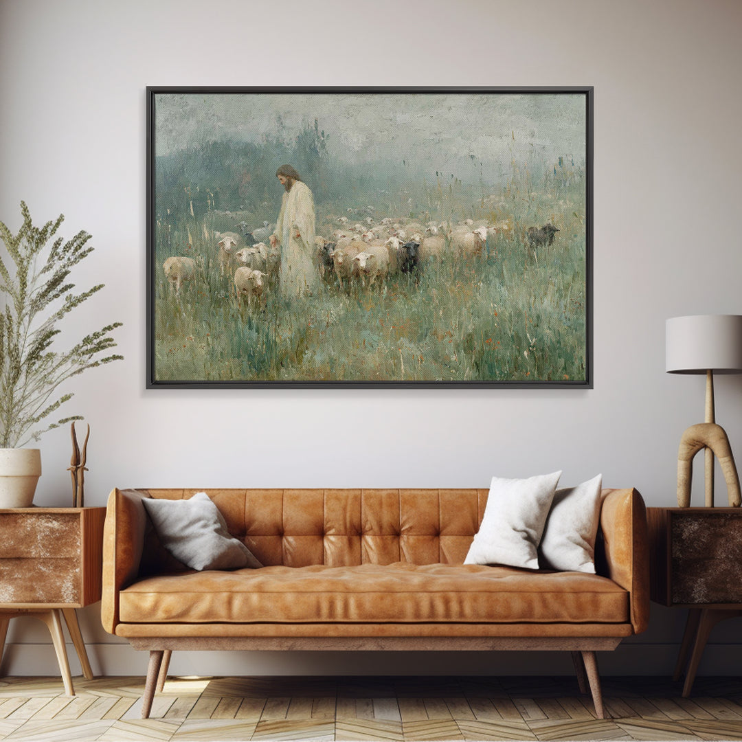 Pasture Of Peace | Framed Canvas Print | Christian Art Canvas | Christian Wall Art | Jesus Painting | Christian Art