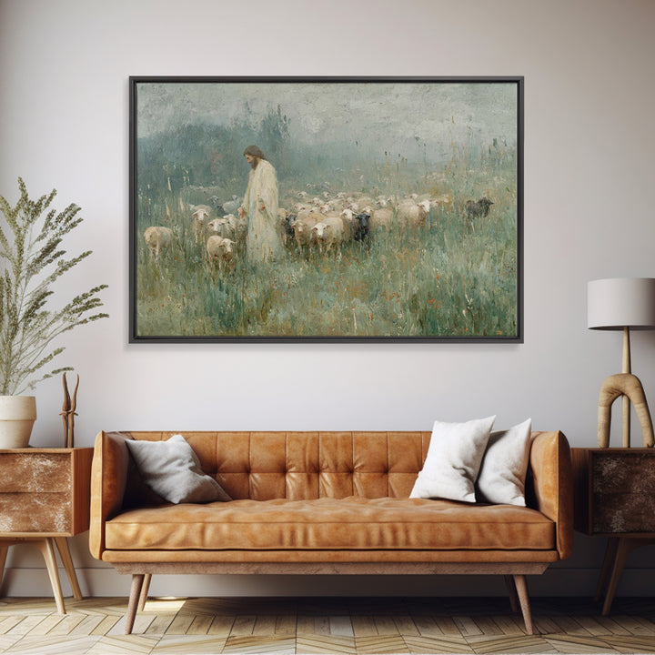 Pasture Of Peace | Framed Canvas Print | Christian Art Canvas | Christian Wall Art | Jesus Painting | Christian Art