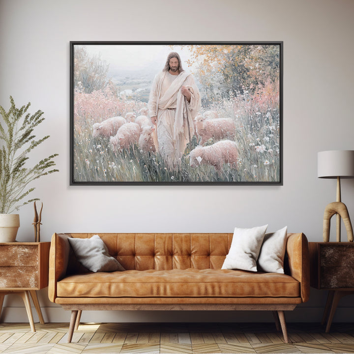 Garden Of His Care – Framed Canvas Print – Christian Art Canvas – Jesus Painting – Christian Wall Art – Christian Art