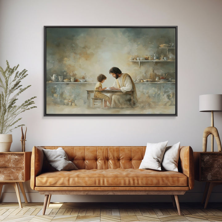 Bread Of Blessing, Framed Canvas Print, Christian Art Canvas, Jesus Painting, Christian Wall Art, Modern Christian Art, Christian Decor