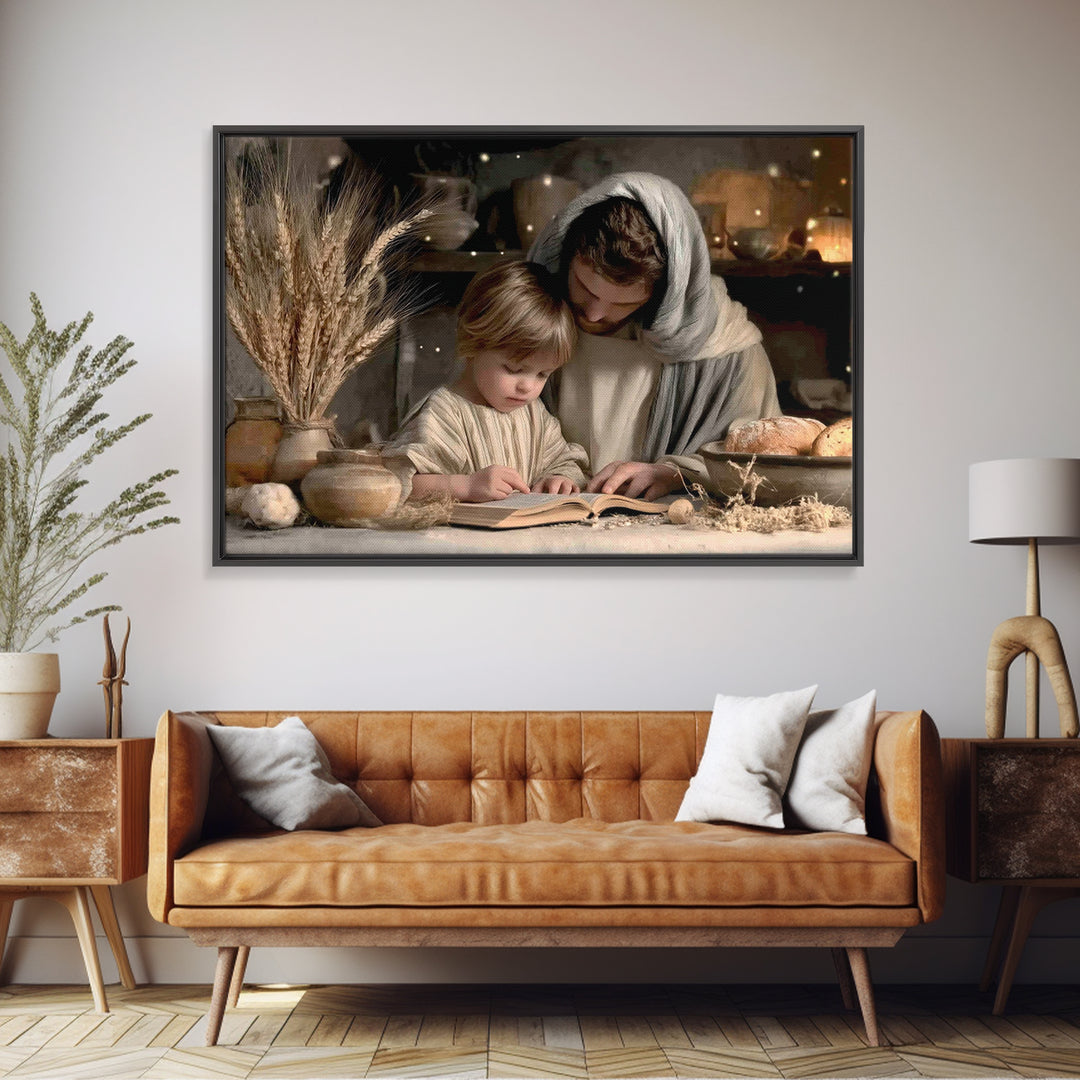 Humble Table Light | Framed Canvas Print | Christian Wall Art | Jesus Painting | Christian Art Canvas | Christian Gift | Vintage Christian