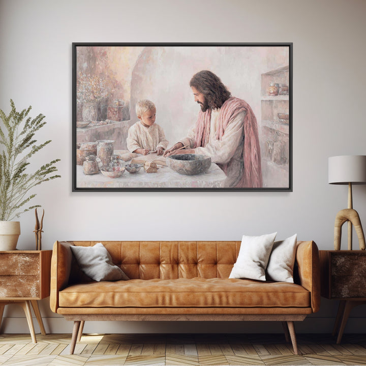 Home Of Faith, Framed Canvas Print, Christian Wall Art, Christian Art Canvas, Jesus Painting, Christian Christmas Art, Christian Decor