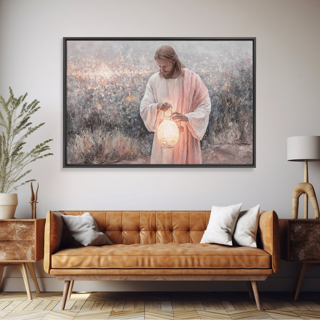 City Of Light – Framed Canvas Print – Jesus Painting – Christian Wall Art – Christian Art Canvas – Christian Christmas Art – Unique Christi