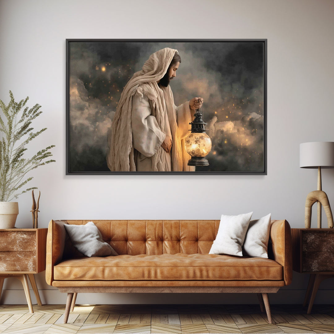Sacred Night | Framed Canvas Print | Christian Wall Art | Christian Art Canvas | Jesus Painting | Christian Christmas Art | Vintage Christi