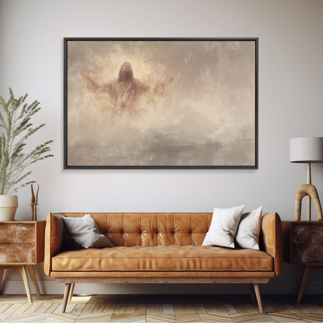 Heavenly Rise – Framed Canvas Print – Christian Art Canvas – Jesus Painting – Christian Wall Art – Christian Gift – Modern Christian Art