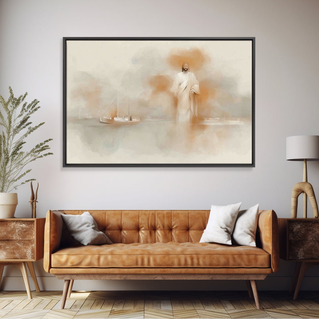 Calm Sea Promise, Framed Canvas Print, Christian Art Canvas, Jesus Painting, Christian Wall Art, Large Christian Art, Christian Gift Ideas