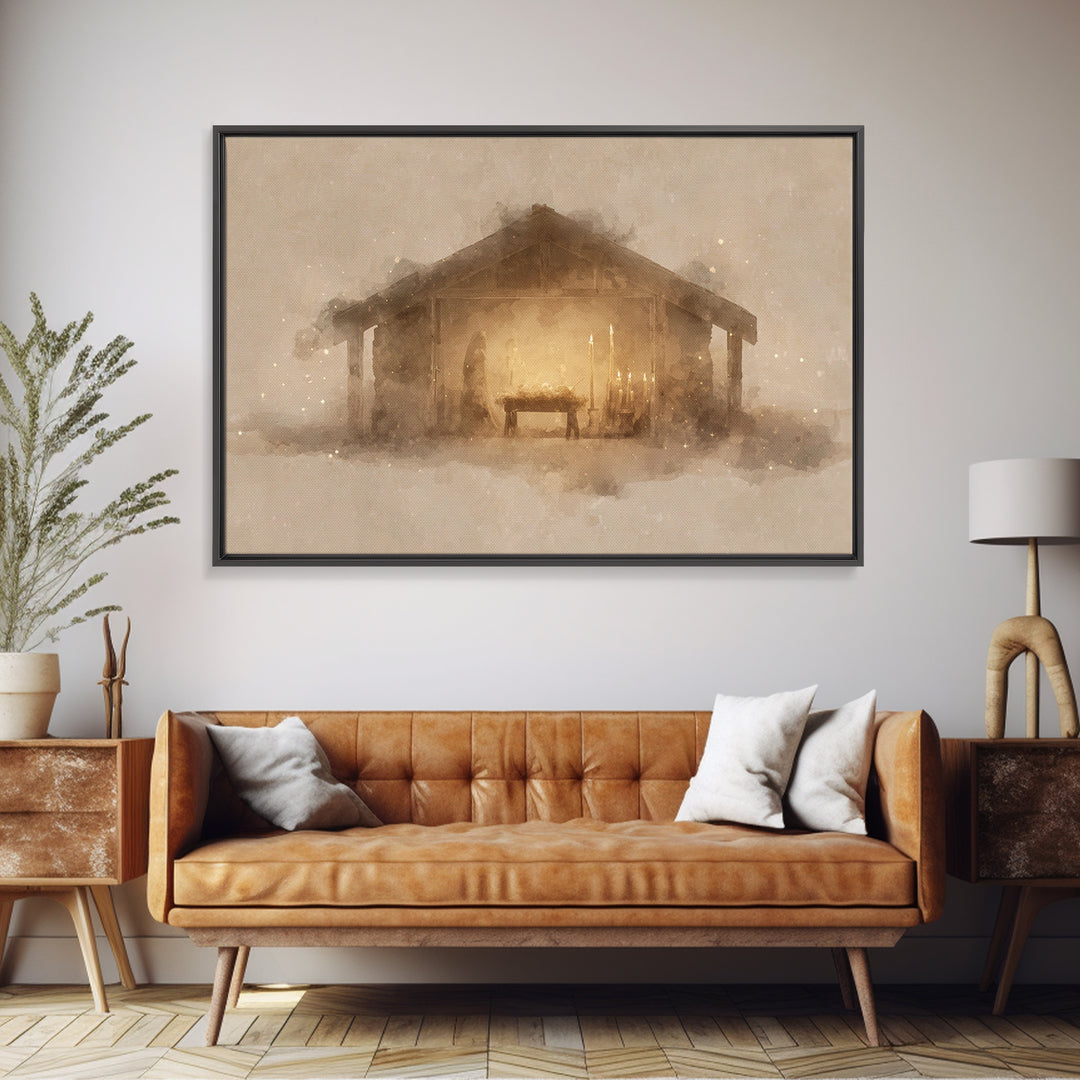Stable Of Peace – Framed Canvas Print – Christian Wall Art – Christian Art Canvas – Christmas Art – Christian Christmas Decor – Christian A