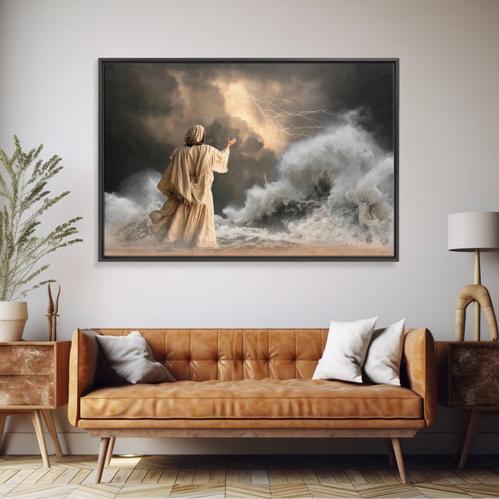 Thunderous Mercy | Framed Canvas Print | Christian Wall Art | Jesus Canvas Art | Christian Art Painting | Moody Christian Art | Christian D