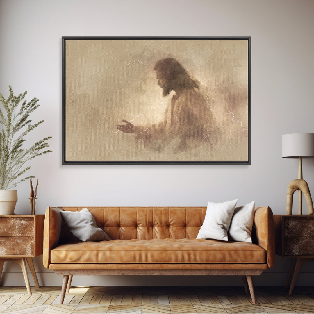 Radiant Mercy – Framed Canvas Print – Christian Art Canvas – Moody Christian Art – Jesus Art Print – Christian Wall Art – Unique Christian