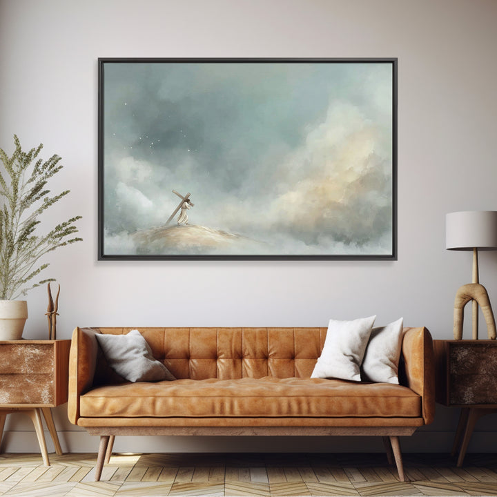 Hilltop Journey – Framed Canvas Print – Jesus Painting – Christian Art Canvas – Christian Wall Art – Subtle Christian Art – Christian Gift