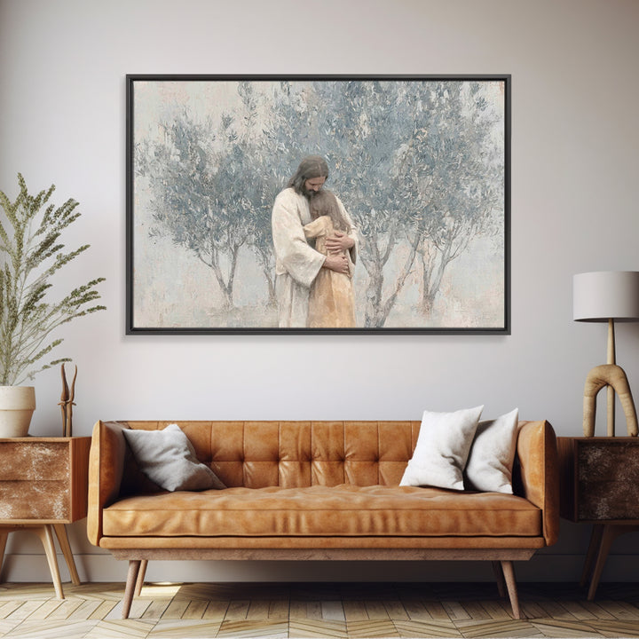 Olive Grove Peace – Framed Canvas Print – Christian Art Canvas – Jesus Painting – Christian Wall Art – Subtle Christian Paintings – Christi