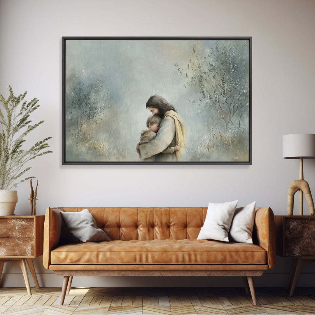 Sacred Holding – Framed Canvas Print – Christian Art Canvas – Jesus Painting – Christian Wall Art – Vintage Christian Art – Christian Home
