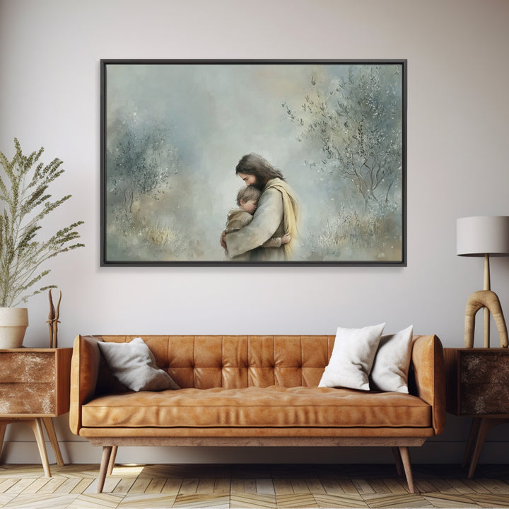 Sacred Holding – Framed Canvas Print – Christian Art Canvas – Jesus Painting – Christian Wall Art – Vintage Christian Art – Christian Home
