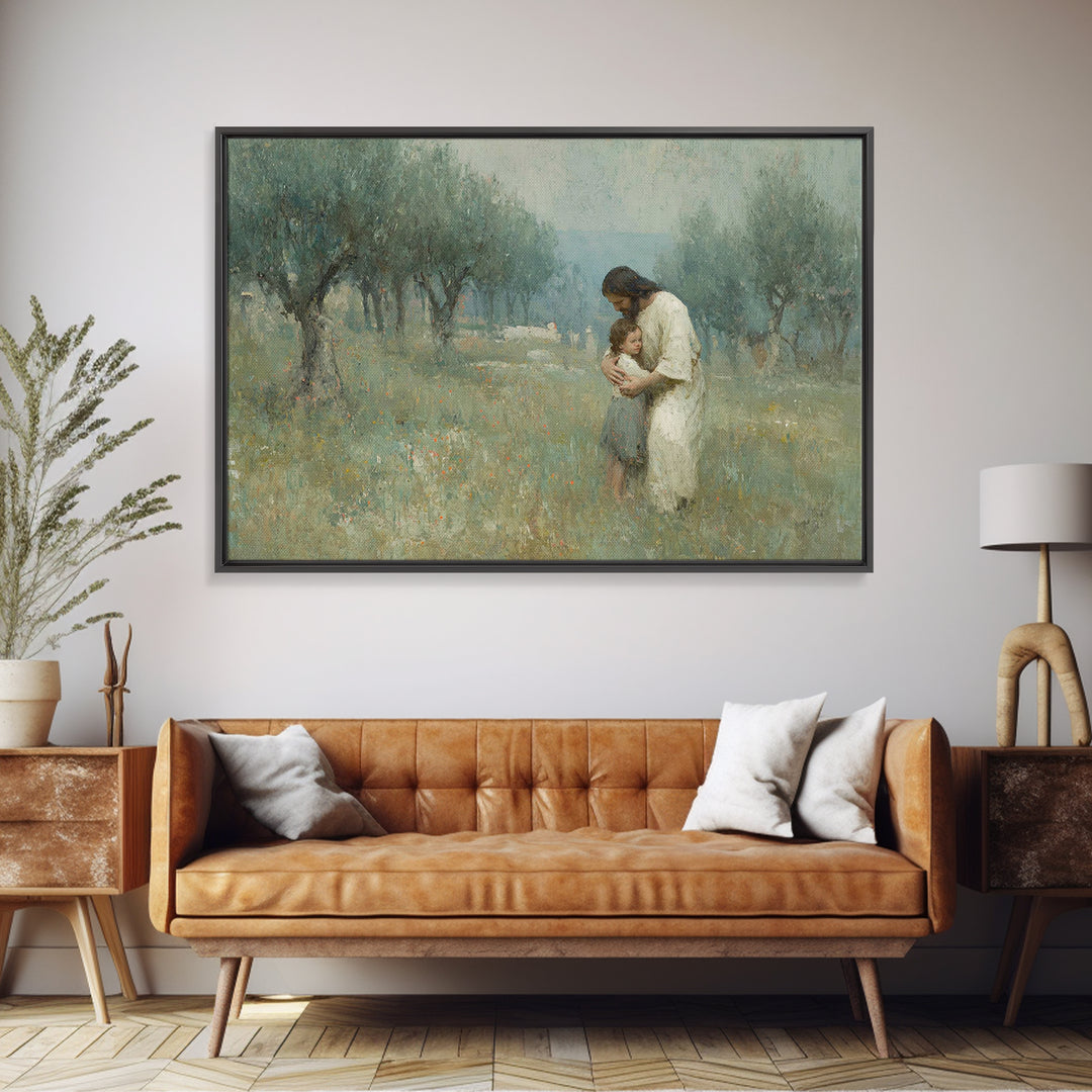 Grace In The Grove – Framed Canvas Print – Christian Wall Art – Jesus Painting – Christian Art Canvas – Subtle Christian Art – Christian Gi