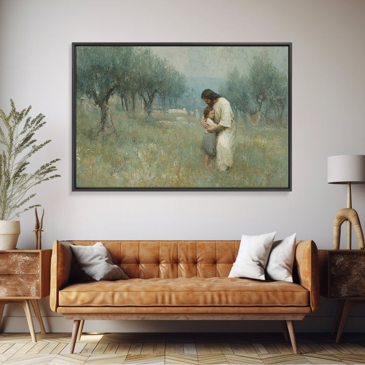 Grace In The Grove – Framed Canvas Print – Christian Wall Art – Jesus Painting – Christian Art Canvas – Subtle Christian Art – Christian Gi
