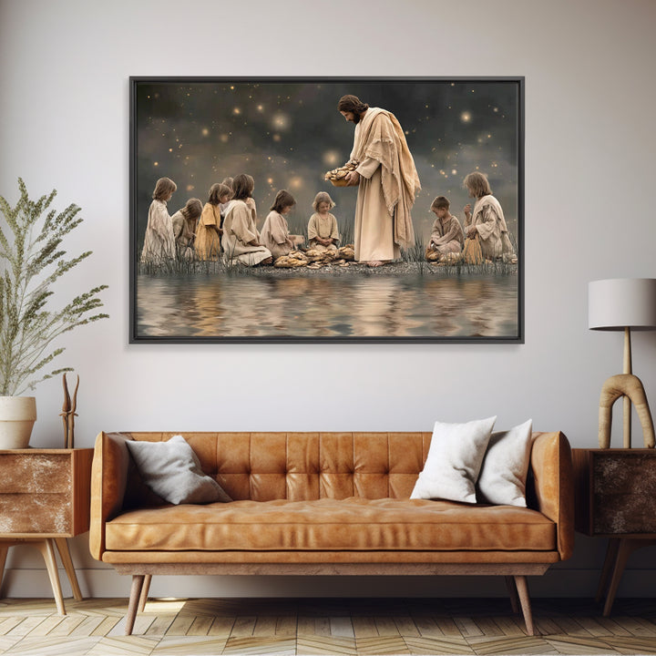 Bread Of Mercy – Framed Canvas Print – Jesus Painting – Christian Art Canvas – Christian Wall Art – Large Christian Art – Modern Christian