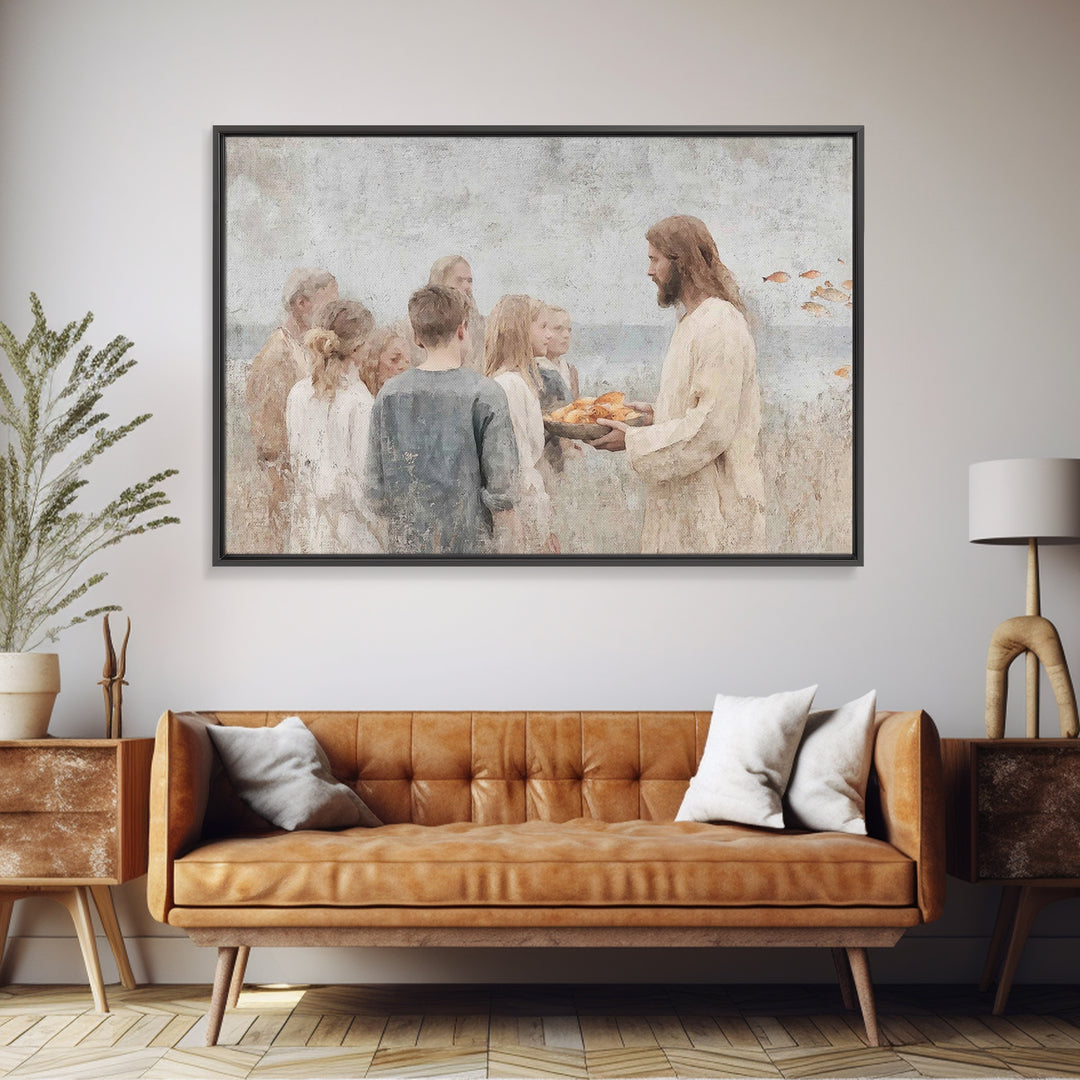 Gathered Blessing – Framed Canvas Print – Christian Art Canvas – Christian Wall Art – Jesus Painting – Christian Art Print – Christian Deco