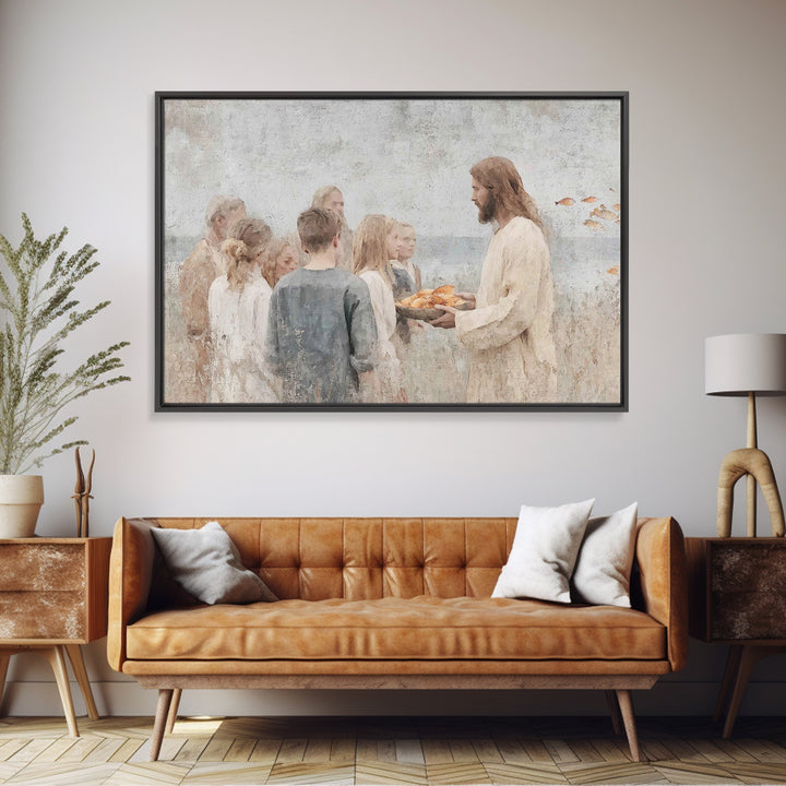 Gathered Blessing – Framed Canvas Print – Christian Art Canvas – Christian Wall Art – Jesus Painting – Christian Art Print – Christian Deco