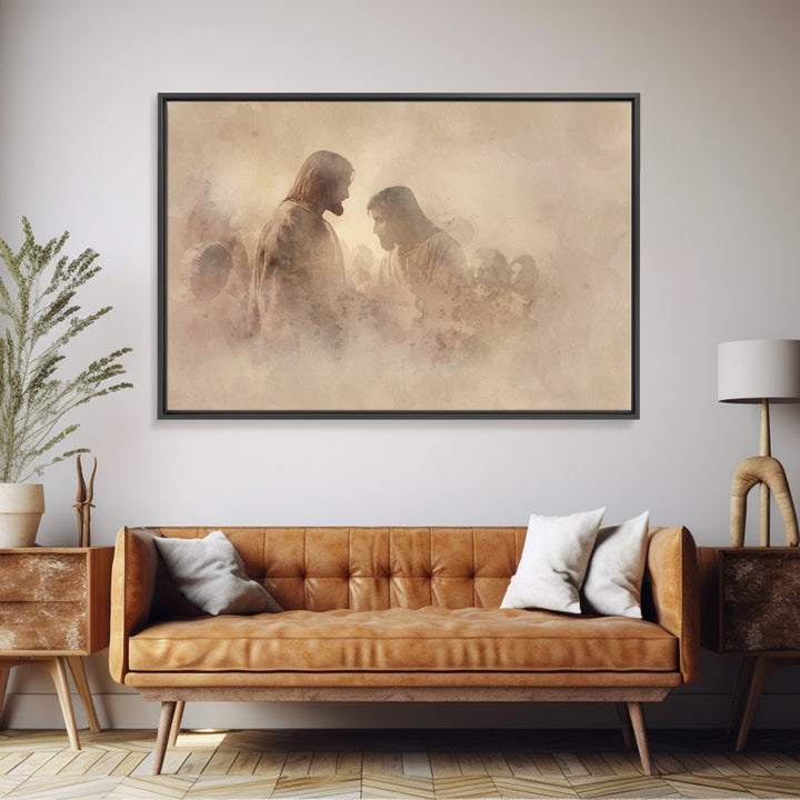 Quiet Grace Dawn, Framed Canvas Print, Christian Wall Art, Christian Art Canvas, Jesus Painting, Christian Christmas Art, Christian Decor