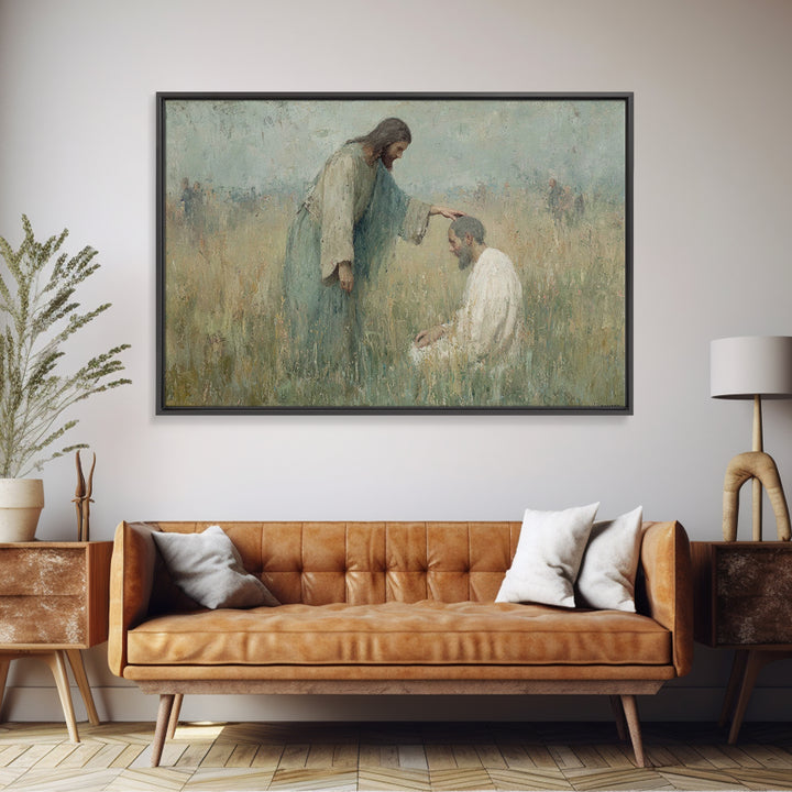 Morning Of Healing – Framed Canvas Print – Christian Painting – Christian Wall Art – Jesus Art Print – Christian Art Canvas – Christian Gif