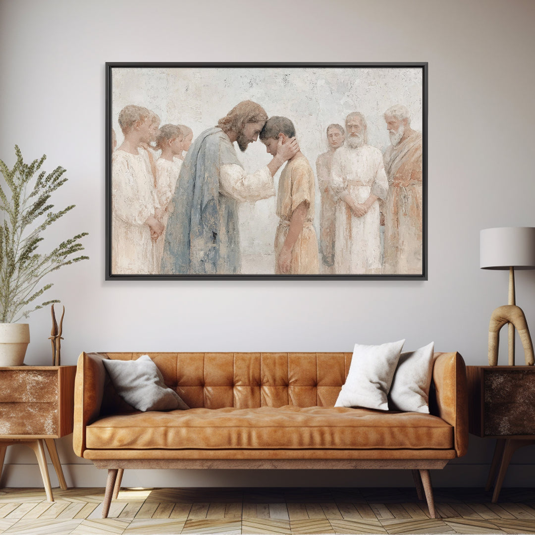 Blessed Among Fields | Framed Canvas Print | Christian Wall Art | Jesus Painting Canvas | Christian Art Work | Christian Decor | Modern Chr