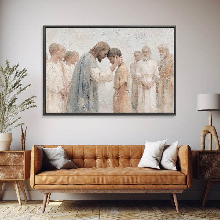 Blessed Among Fields | Framed Canvas Print | Christian Wall Art | Jesus Painting Canvas | Christian Art Work | Christian Decor | Modern Chr