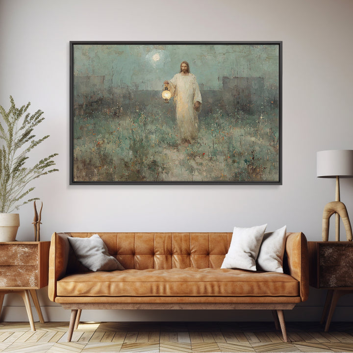 Gentle Shepherd Light, Framed Canvas Print, Jesus Canvas Art, Christian Wall Art, Christian Art Canvas, Christian Gift Ideas, Christian Dec