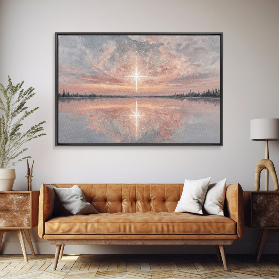 Heavenly Dawn Star | Framed Canvas Print | Christian Art Canvas | Christian Christmas Decor | Christian Painting | Christmas Wall Art | Vin
