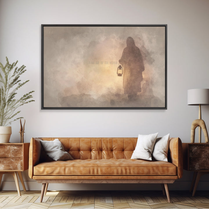 Light Of The World, Framed Canvas Print, Jesus Painting Canvas, Christian Wall Art, Christian Art Canvas, Christian Decor, Christian Christ