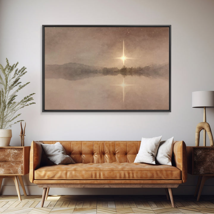 Silent Bethlehem Light, Framed Canvas Print, Christian Wall Art, Christmas Art Prints, Christian Art Canvas, Moody Christmas Art, Christian